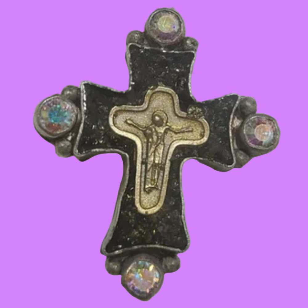 Virgin Saints & Angels Maria Cross Sterling Silver Medallion Pendant NWOT